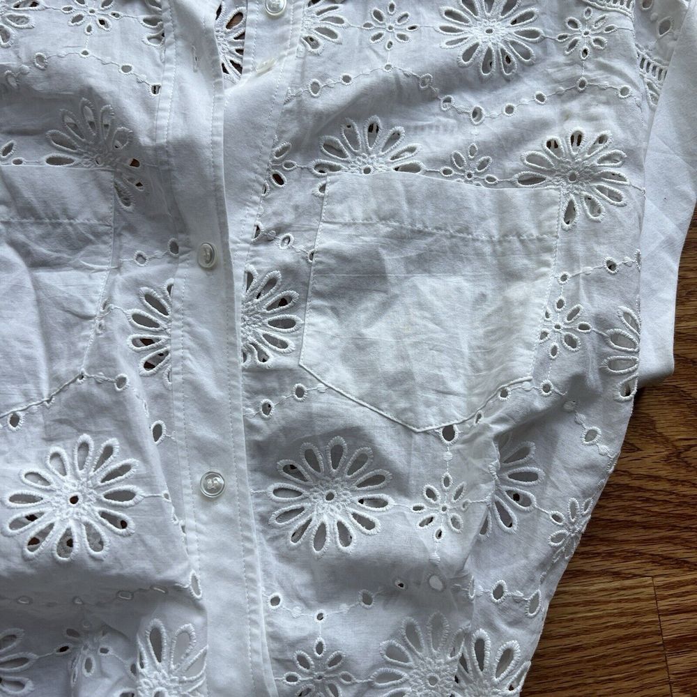 Veronica Beard Bettina White Eyelet Minidress Short Sleeve Button Dress Sz 2 - Picture 4 of 10